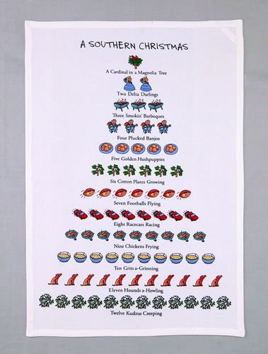 12 Days of Christmas in Virginia tea towel, measures 25 x 19 when open  and is 100% cotton. All artwork and lyrics are copyrighted., 790450